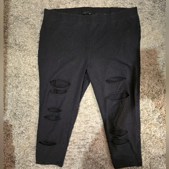 torrid Pants - Torrid Black Ripped Leggings with Mesh Detail